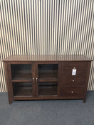 Switch Dark wood stained 2 glass door 3 drawer sideboard (H 85 x W 145 x D 42 cm) 3126 2 image