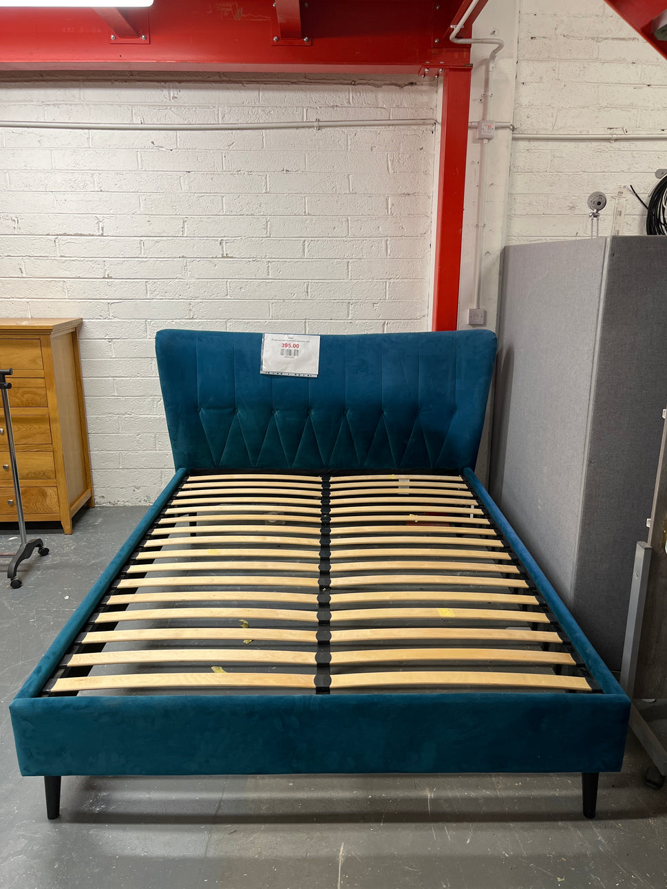5ft high end blue velour fabric bed frame 1226