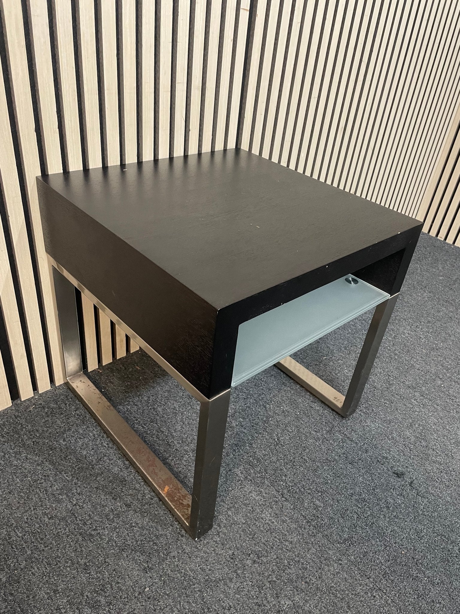 Low darkwood and glass side table  3126