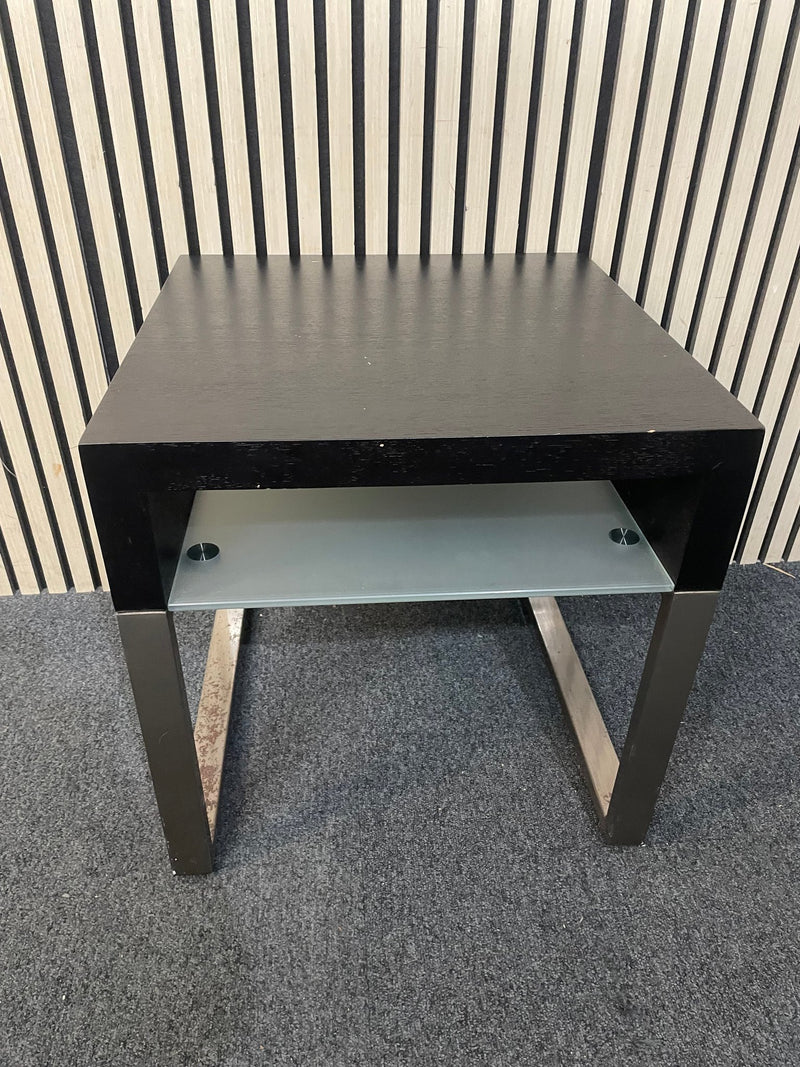 Low darkwood and glass side table  3126