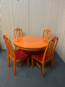 Switch Cherry stained circular kitchen table, central coulmn base (106 cm in diameter)with 4 no. matching chairs with wine seat fabric 43346 3 image