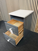 Grey and white 2 drawer bedside locker  43438