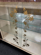 Retro sliding glass door dark wood display cabinet (H 92 x W 106 x D 30 cm) 43483