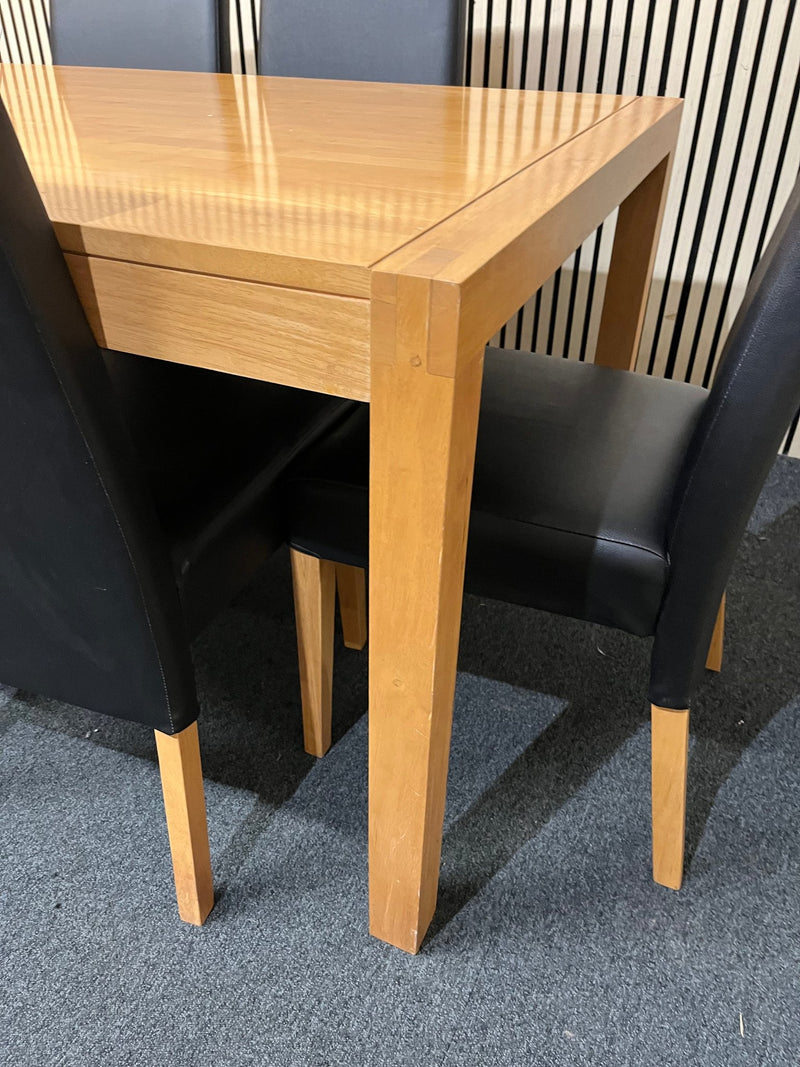 Rectangular beech dining table (L 150 x W 90 cm) with 6 black leatherette dining chairs 43505 - image 4