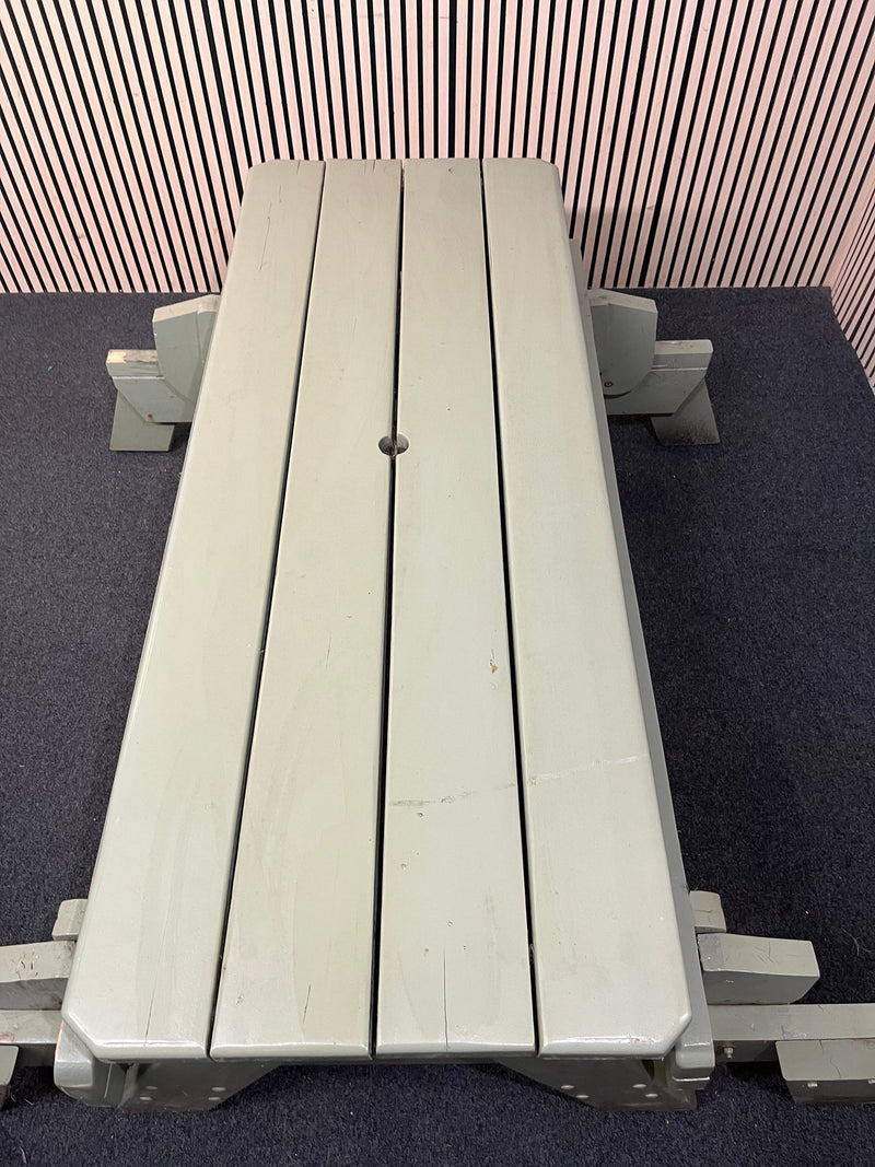 Large solid wood table bench combo with green pastel weather coat (width 165 cm) 43524 - image 4