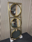 Tall brass stainted metal 3 section pivot display mirror 180Lx61Wx10D 43546