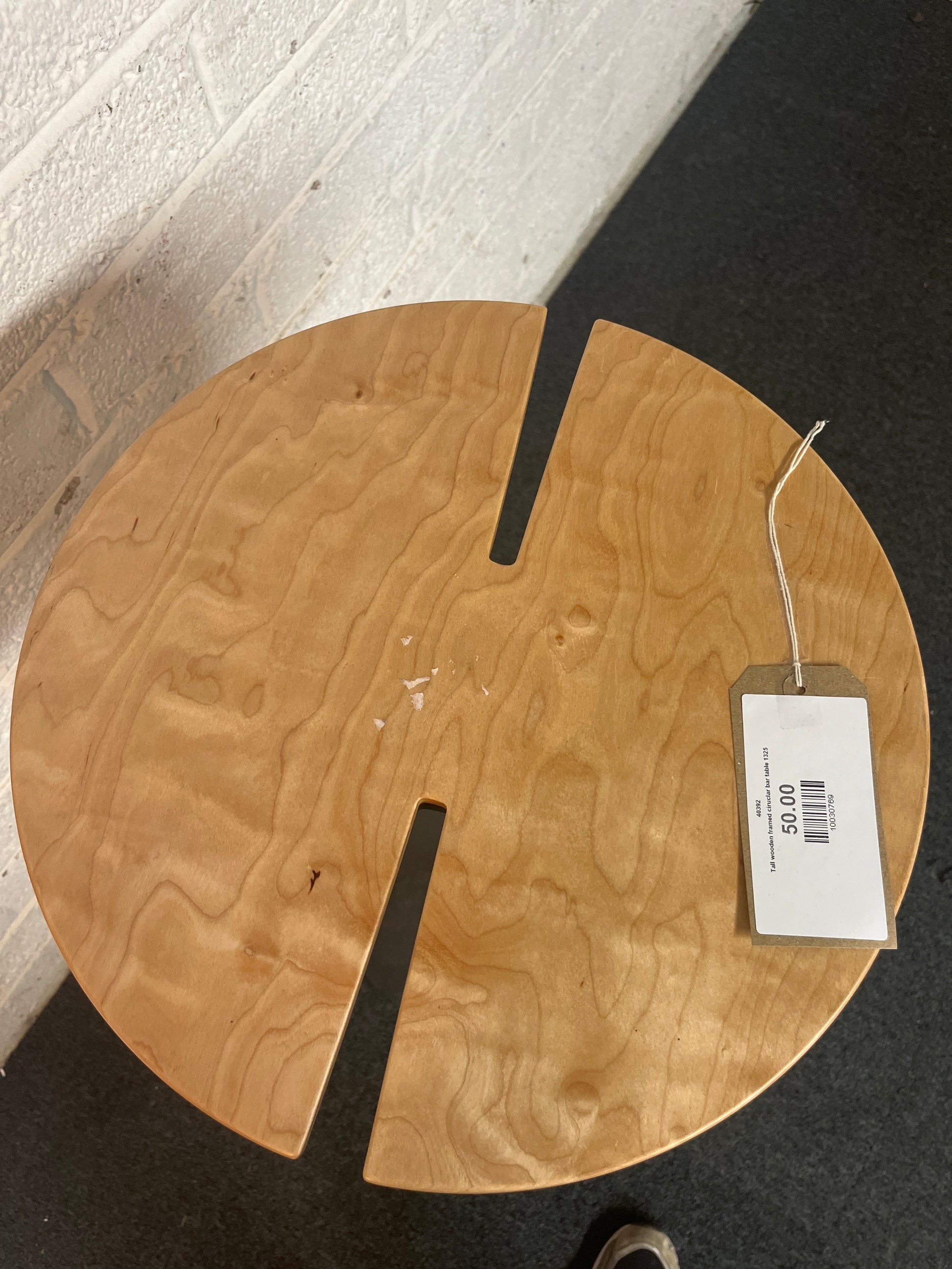 Tall wooden framed ciruclar bar table 1325