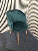 Green velvet 4 legged club chair 43573