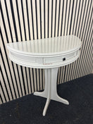 White wooden 1 drawer half moon table (H 75 x W 75 x D 38 cm) 43667