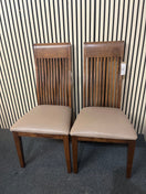 Solid wood high back kitchen chair with cream leather seat (SET OF 2) 43742