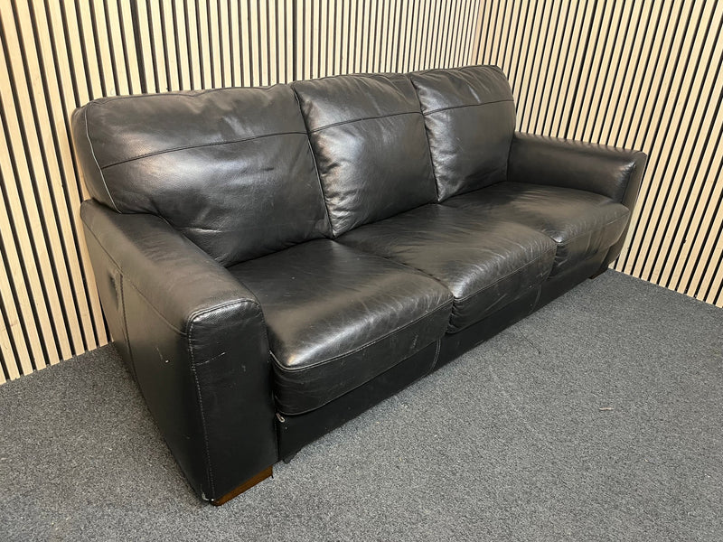 3+1 Black leather sofa suite  43745 - image 4
