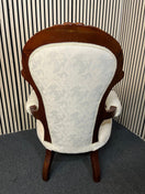 Ornate high back Cream fabric carved wingback armchair 43788