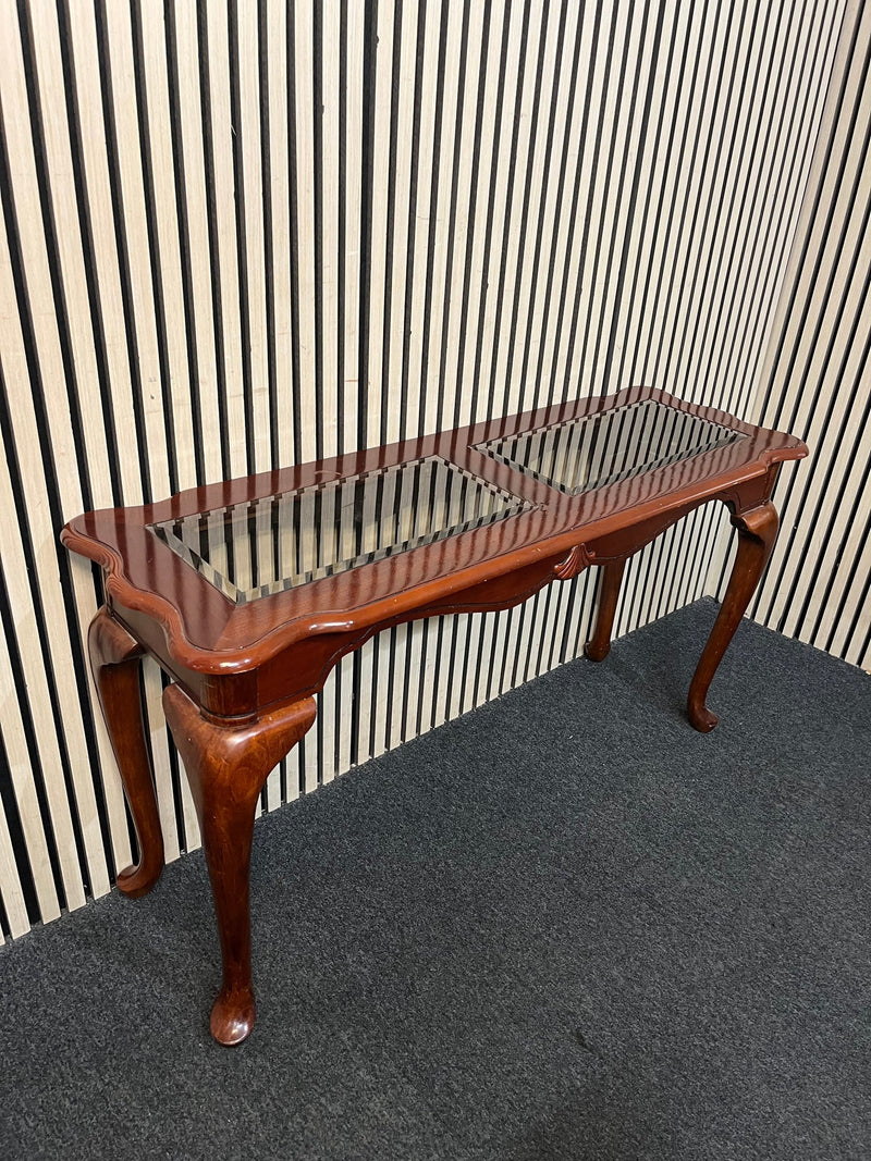 Dark wood glass top console table (H 67 x W 120 x D 40 cm) 43817 - image 1