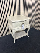 French style bow front 1 drawer 1 shelf bedside locker with pull out shelf 43861