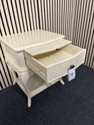 French style bow front 1 drawer 1 shelf bedside locker with pull out shelf 43861