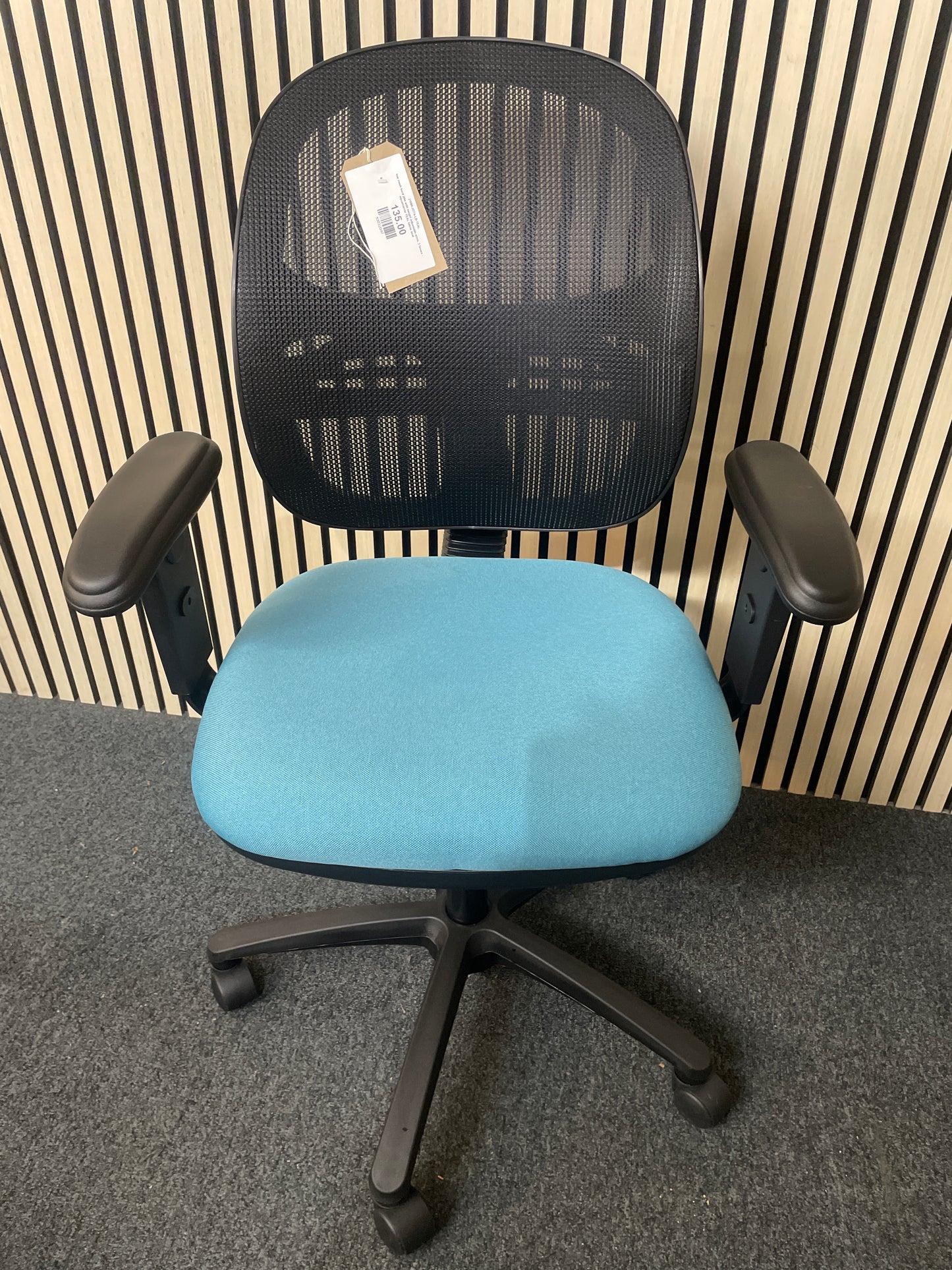 low mesh back jota with height adjustable arms, 2 levers - aquamarine TEAL fabric seat