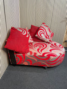 Switch Bright red and silver fabric wide love seat with matching cushions  2425 2 image