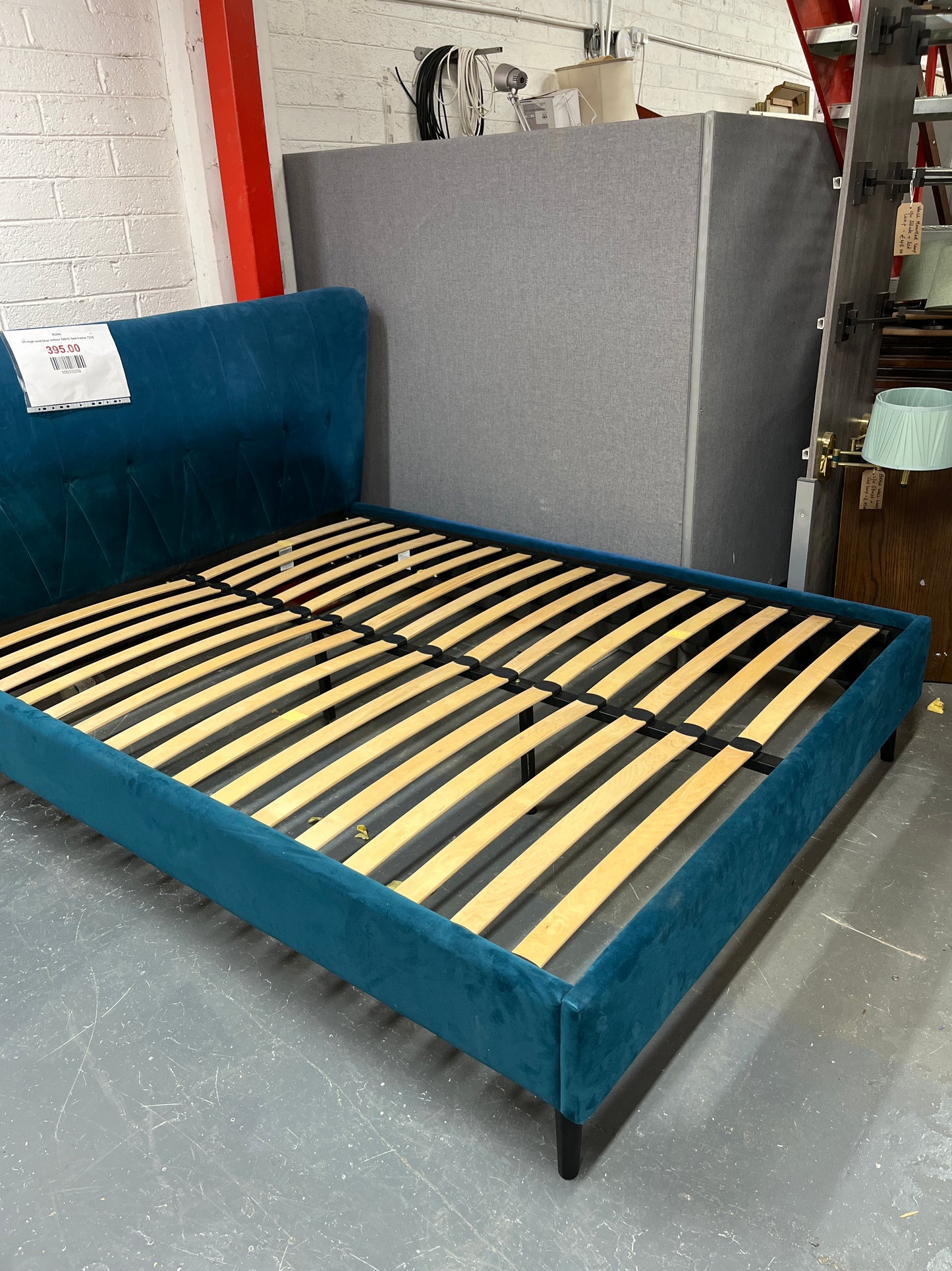 5ft high end blue velour fabric bed frame 1226