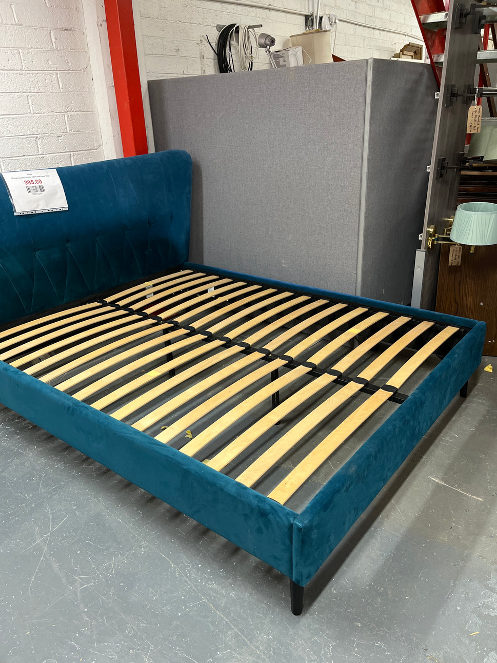 5ft high end blue velour fabric bed frame 1226