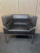 Black faux leather tub chair with chrome legs   44143