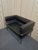 Compact black faux leather 2 seater sofa with metal legs  44144