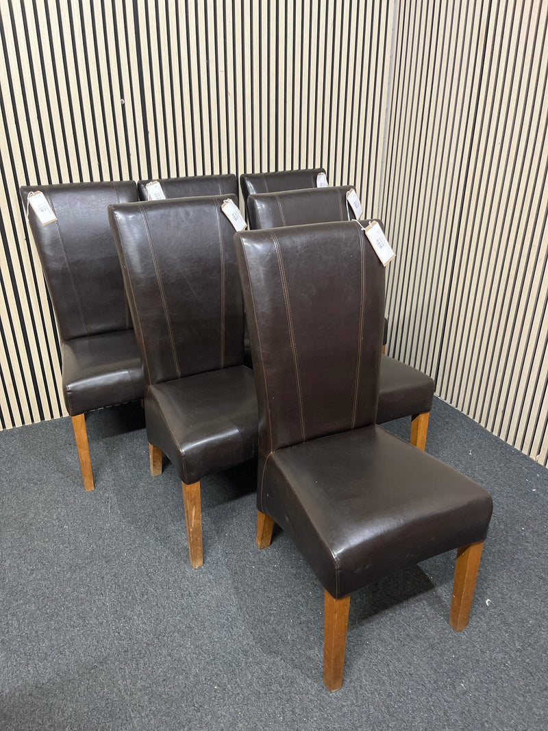 Dark Brown Leatherette dining chairs with oak frame (SET OF 6)  44145 - image 1