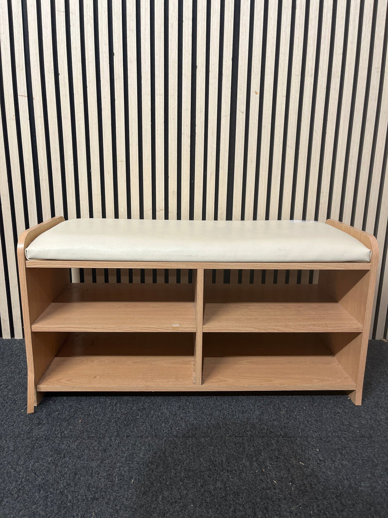 Beech laminate low storage unit with leatherette seat  44161 - image 2