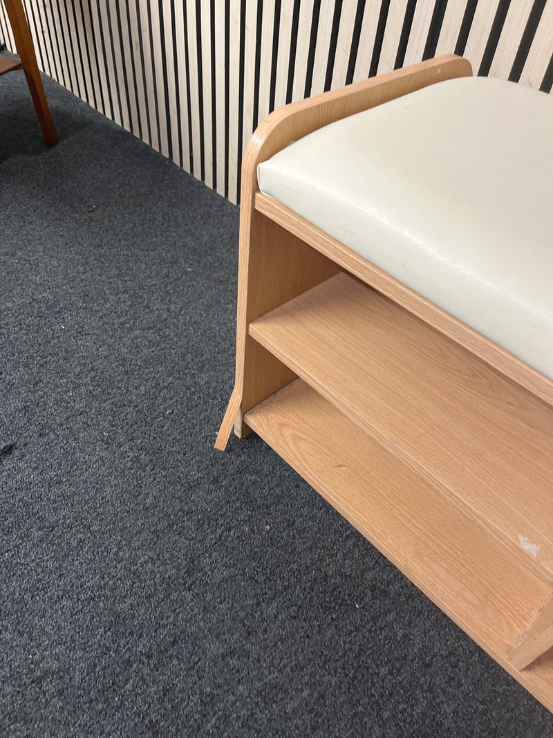 Beech laminate low storage unit with leatherette seat  44161 - image 3