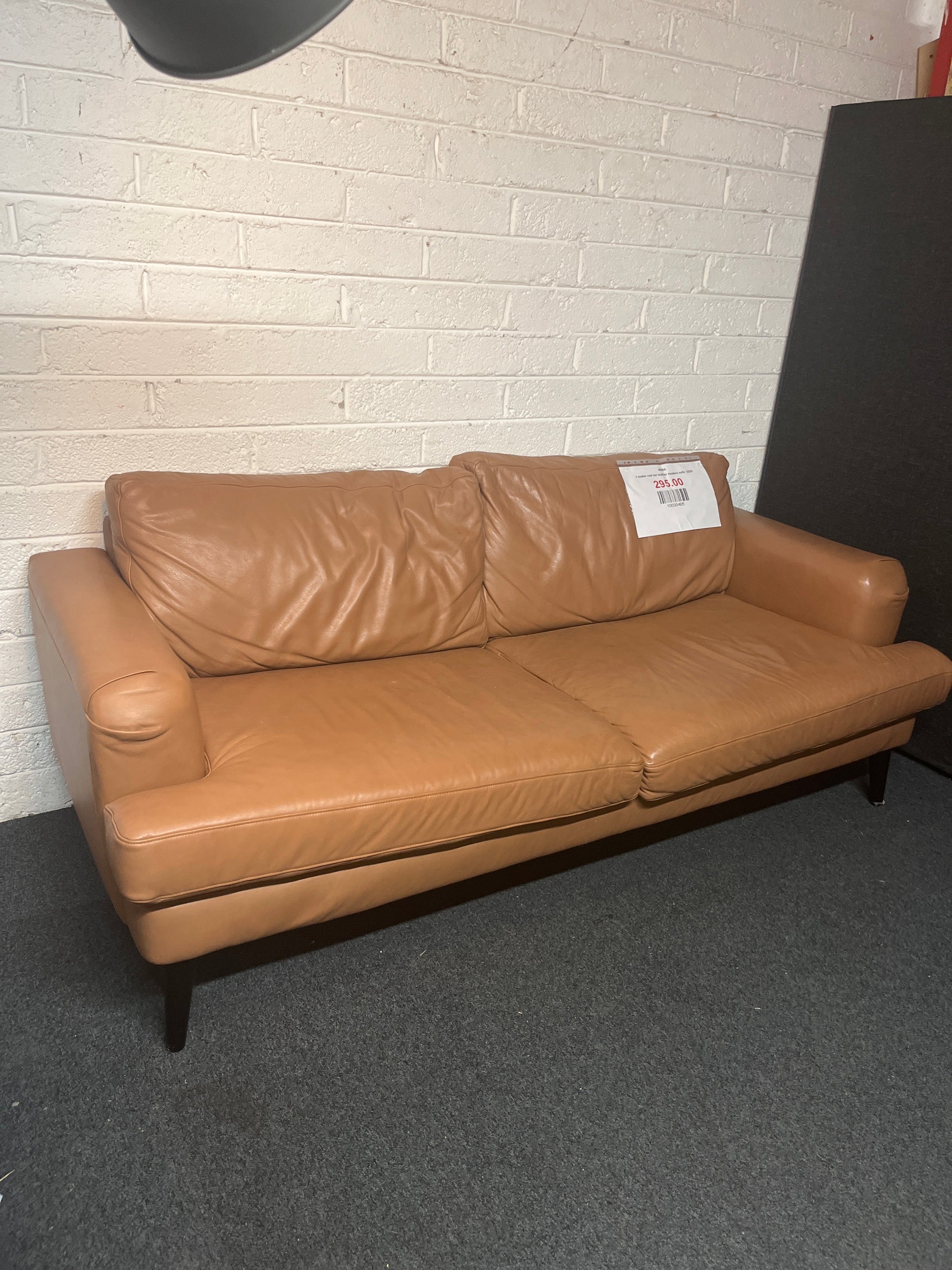 3 seater real tan leather modern sofa  3225