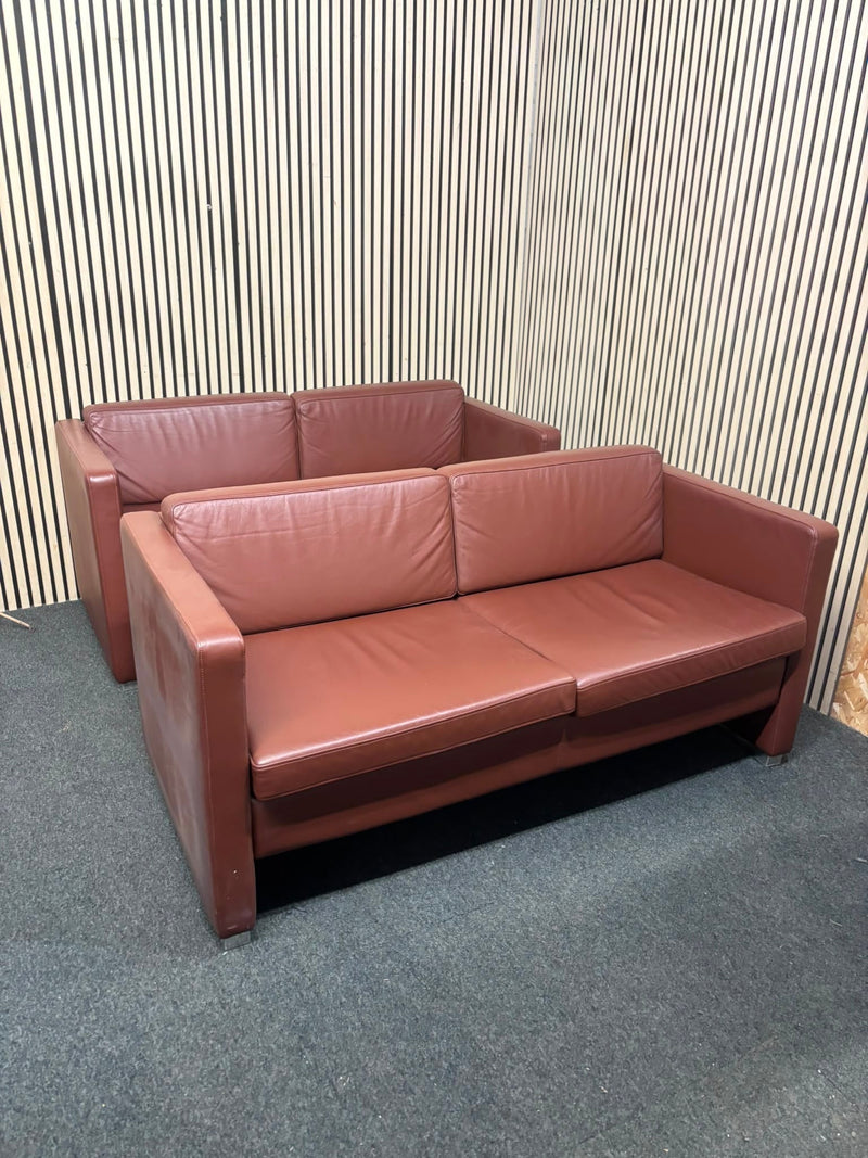 2+2 Boss design brwn leather sofa suite   44197 - image 1