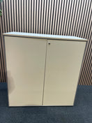 Switch Medium white laminate 2 door storage unit with metal frame (H 105 x W 100 x D 47 cm) 2 image