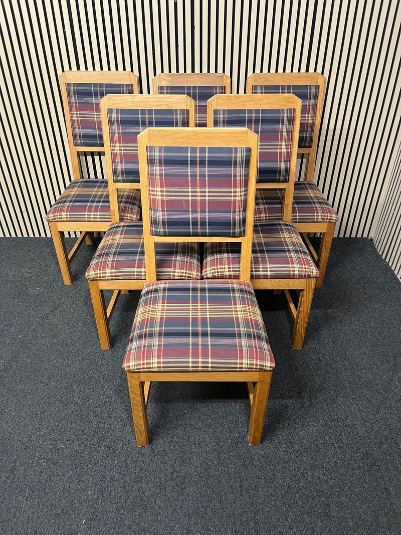 Tartan fabric oak framed dining chair (SET OF 6)  44285A
