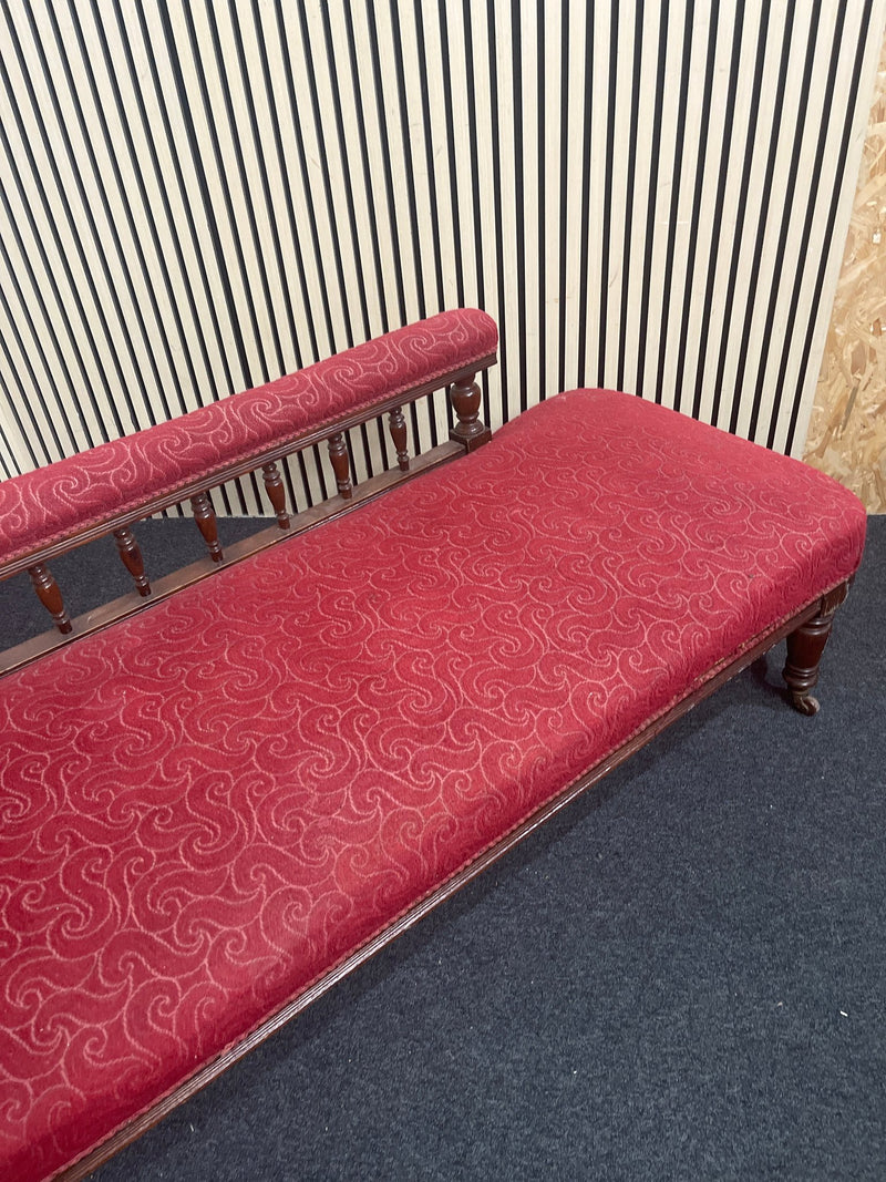 Wine fabric chaise longue with mahogany frame   44365 - image 3