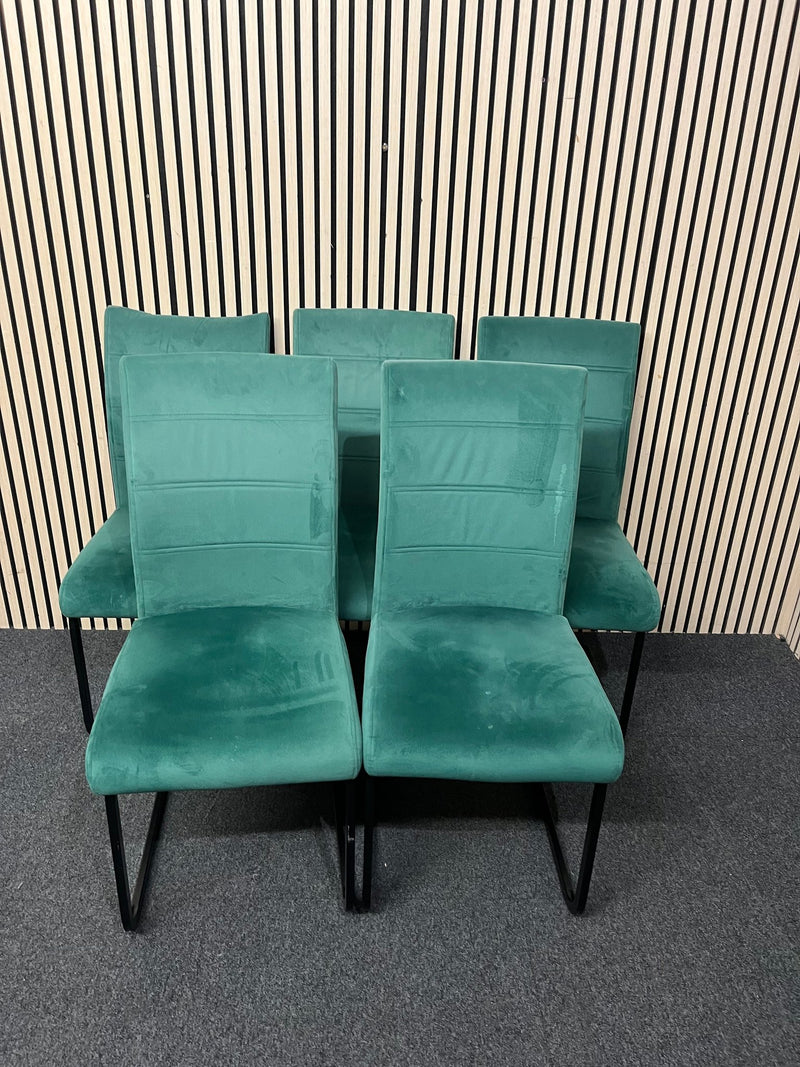 Green velour fabric high back dining chair (SET OF 6)  44382