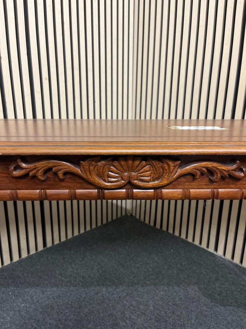 Ornate mahogany slim console table (H 67 x W 126 x D 46 cm)  44391
