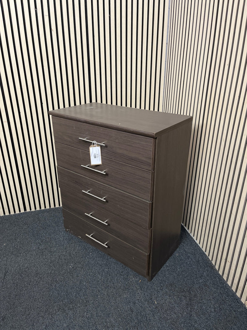 5 drawer grey laminate chest of drawers (H 92 x W 75 x D 40 cm)  44397