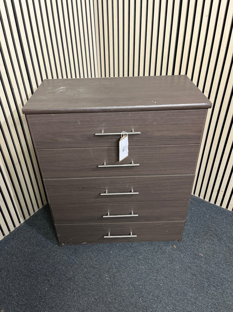 5 drawer grey laminate chest of drawers (H 92 x W 75 x D 40 cm)  44397