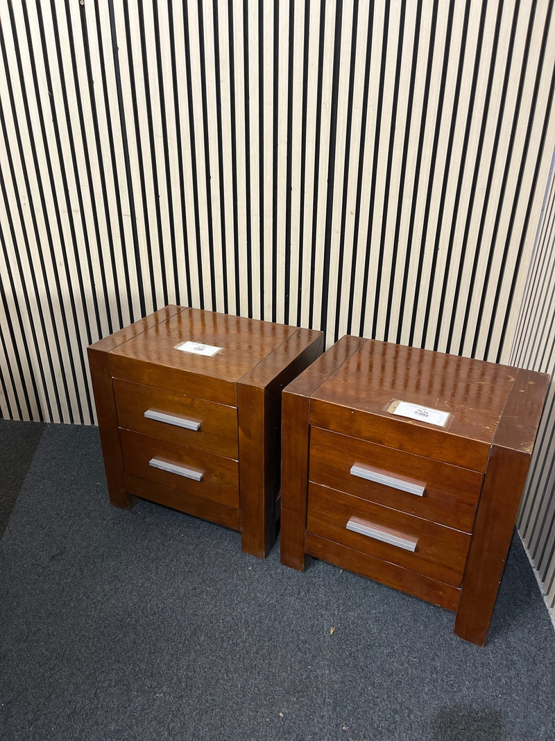 Solid mahogany 2 drawer bedside locker (SET OF 2)  44400