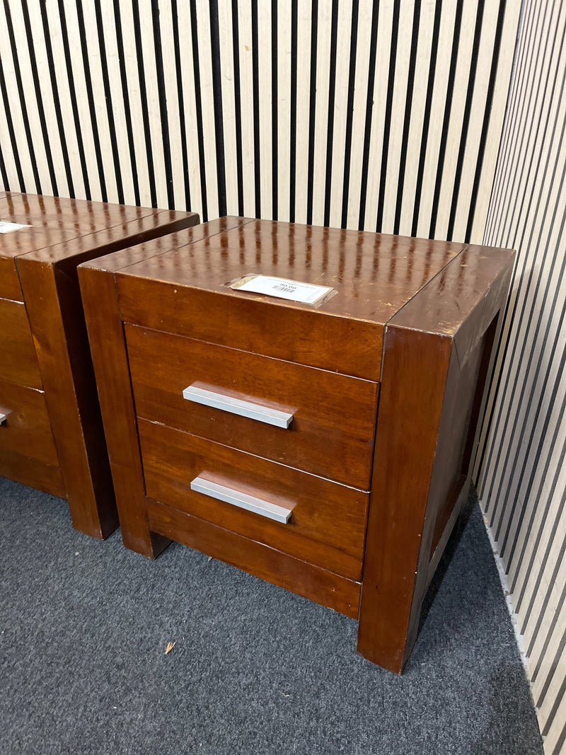 Solid mahogany 2 drawer bedside locker (SET OF 2)  44400