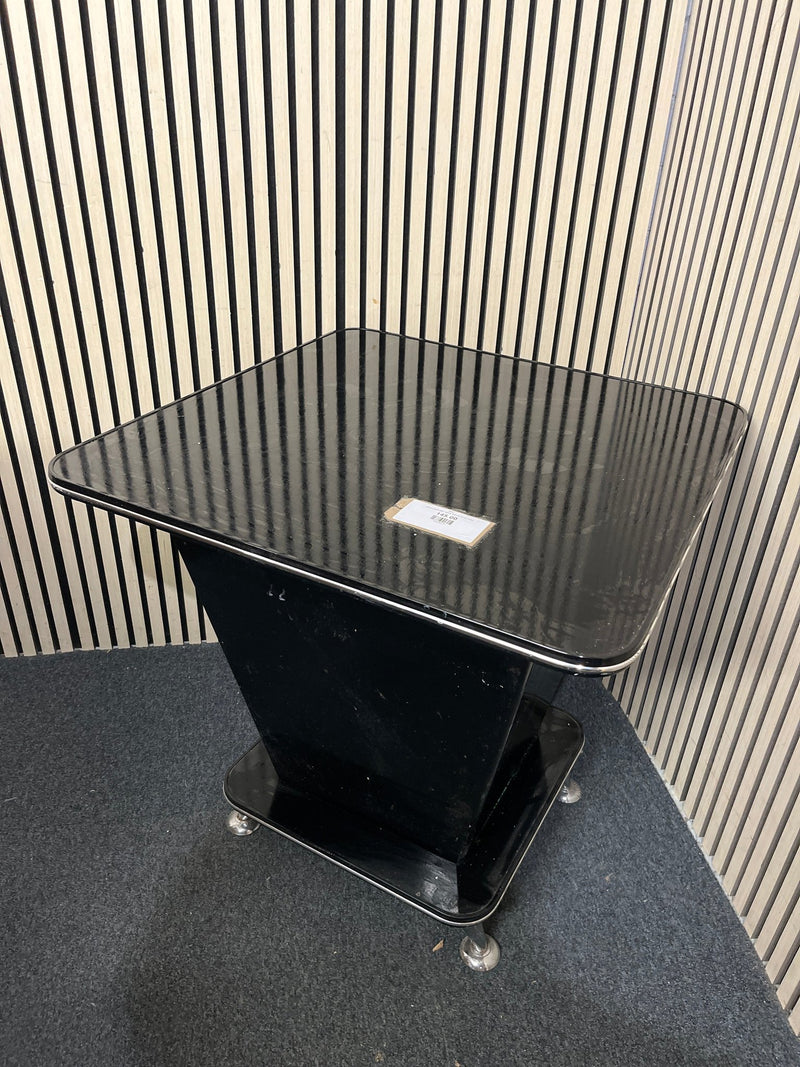 Square black glass dining table (W 76 cm)  44401