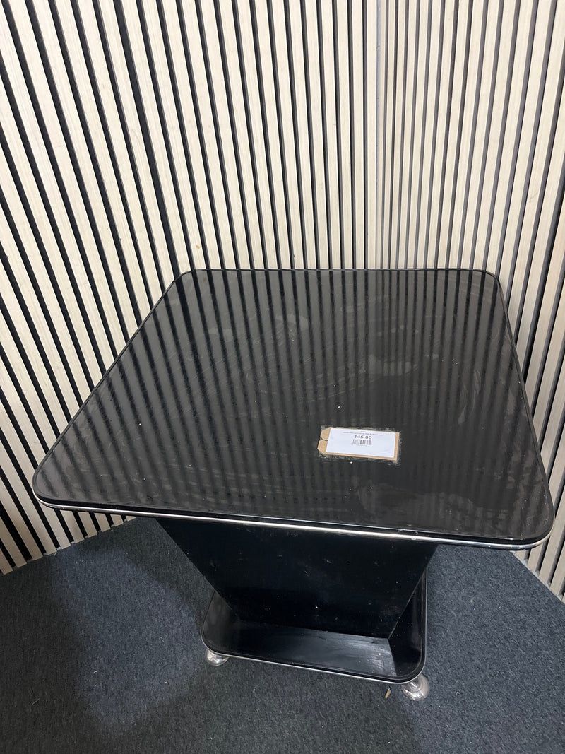 Square black glass dining table (W 76 cm)  44401