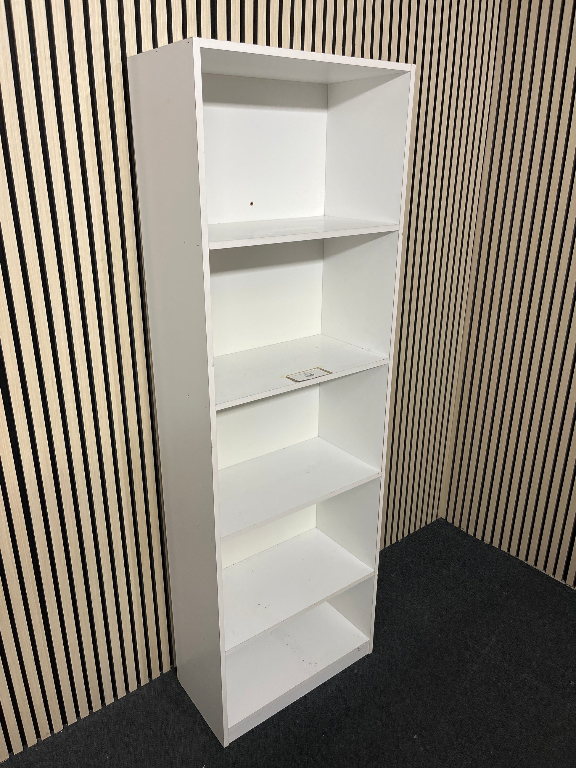 Tall white laminate open bookcase (H 183 x W 60 x D 30 cm) 3325