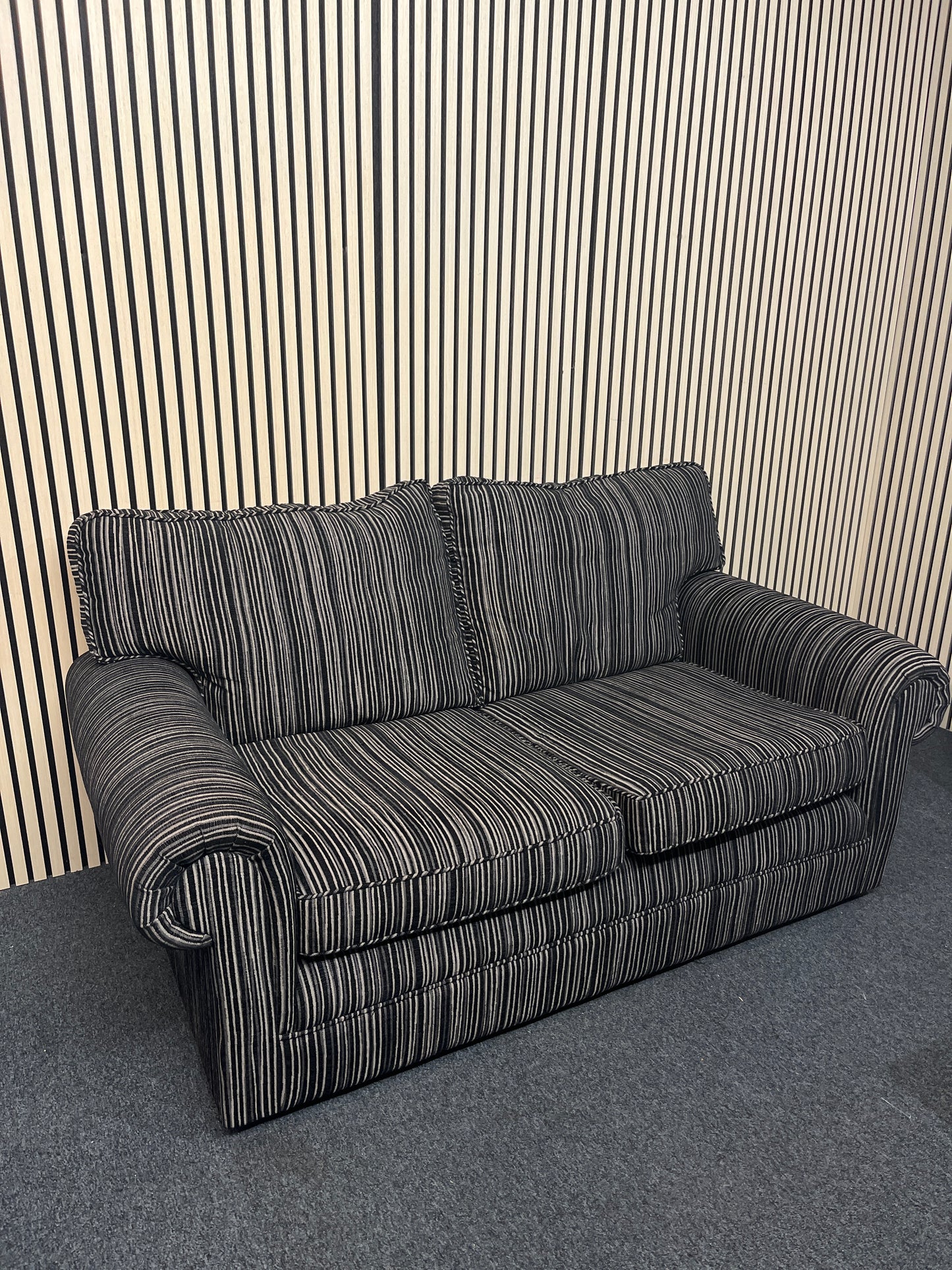 2 seater black and grey stripe fabric sofa  3325