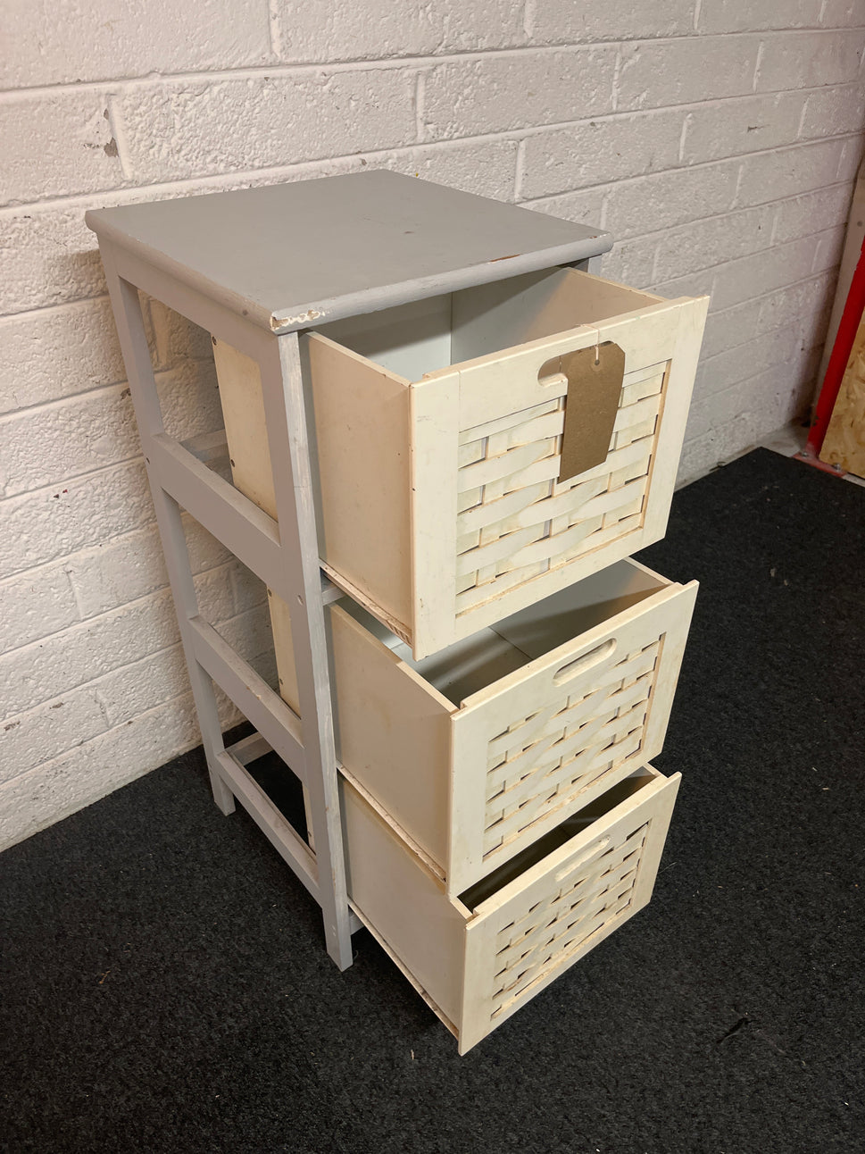 White painted wooden 3 drawer storage unit 1325