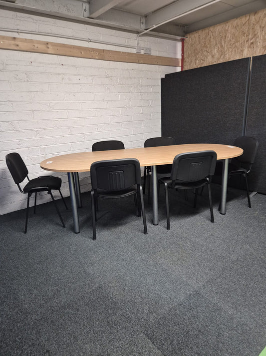 Oak D end Boardroom Table Complete with Brand New Meeting Chairs