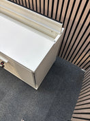2 sliding door low white storage unit (H 60 x W 180 x D 44 cm)