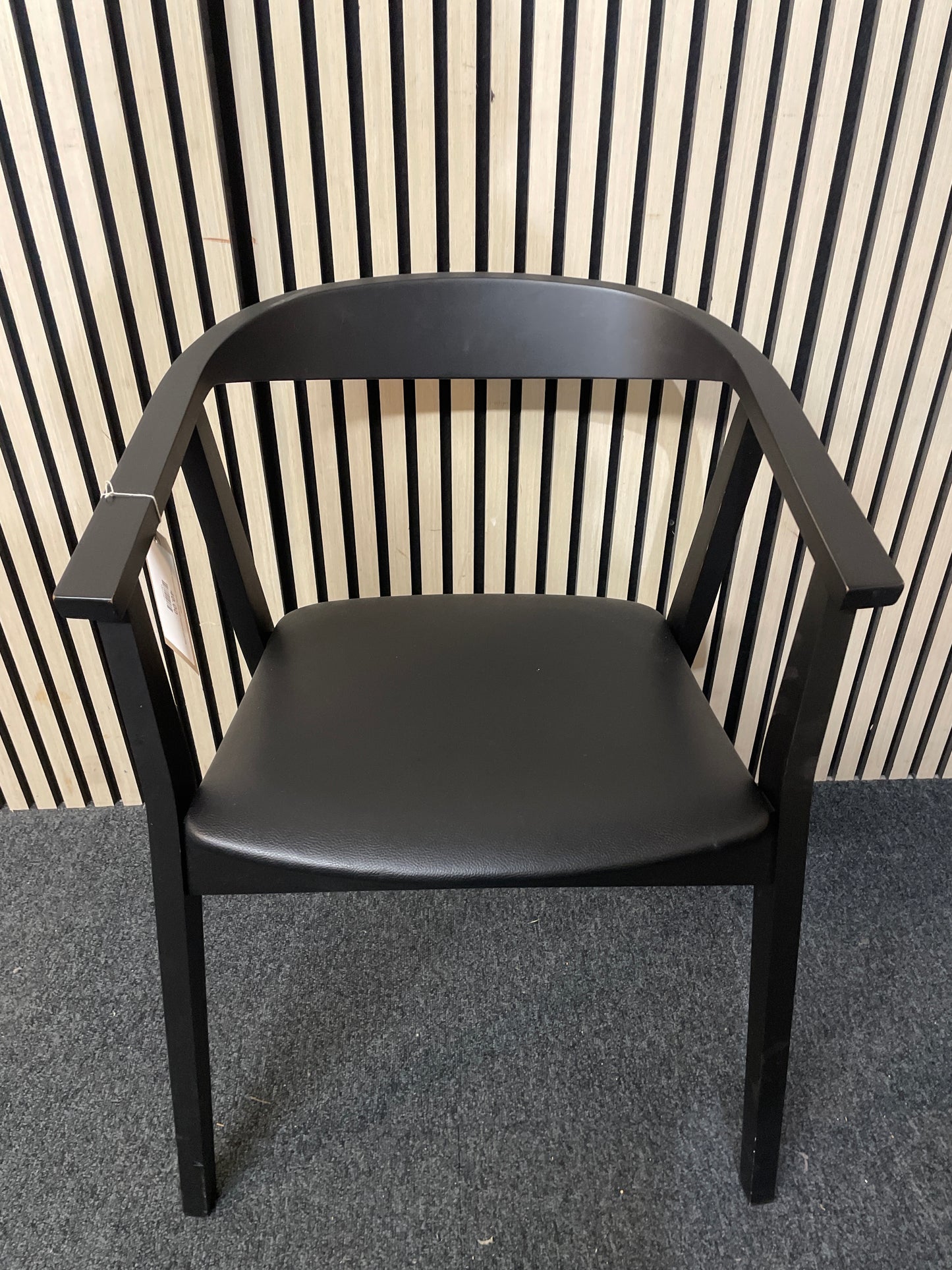 Black wood carver dining chair with leatherette seat 1126
