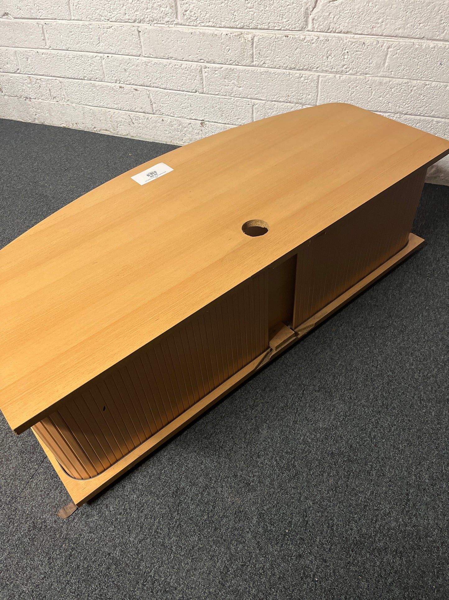 Beech laminate tv unit with tambour drawers 1225