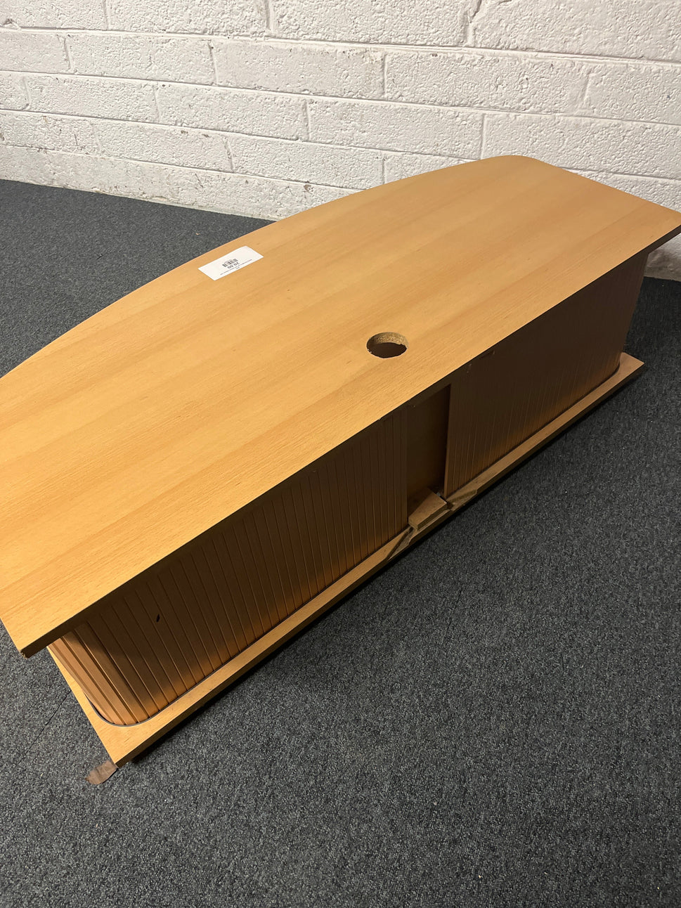 Beech laminate tv unit with tambour drawers 1225