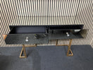 Mirrored glass with distressed detail 2 drawer console table with gold painted legs 120Lx40Dx80H  44448
